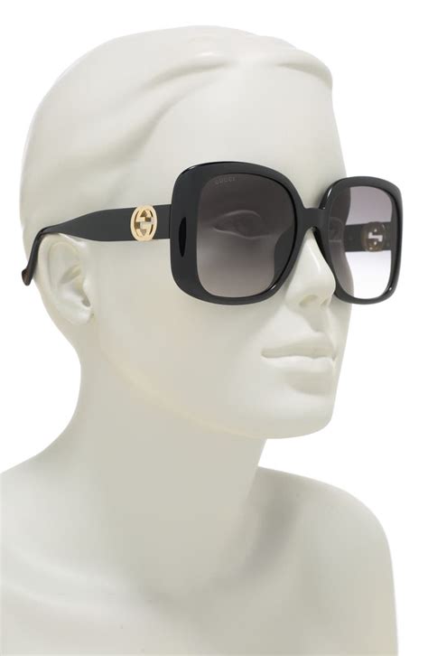 gucci 57mm square sunglasses - black/ grey|Gucci square sunglasses men.